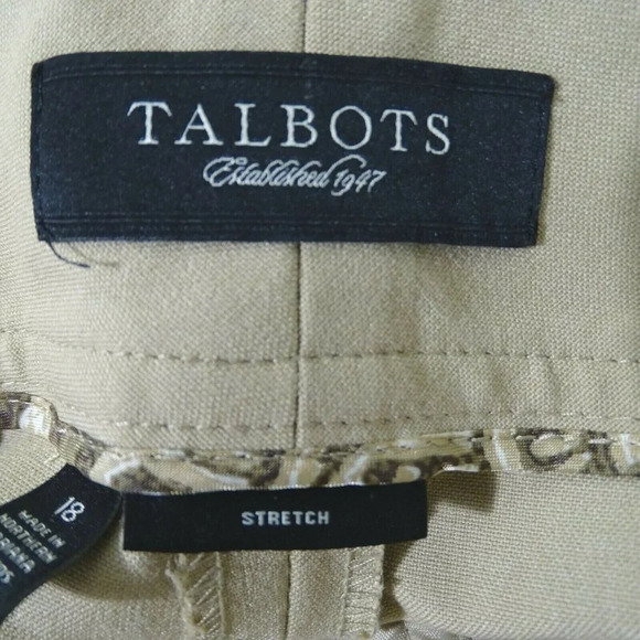 Talbots Stretch Pants Trousers Women Size 18 Tan - Picture 5 of 7